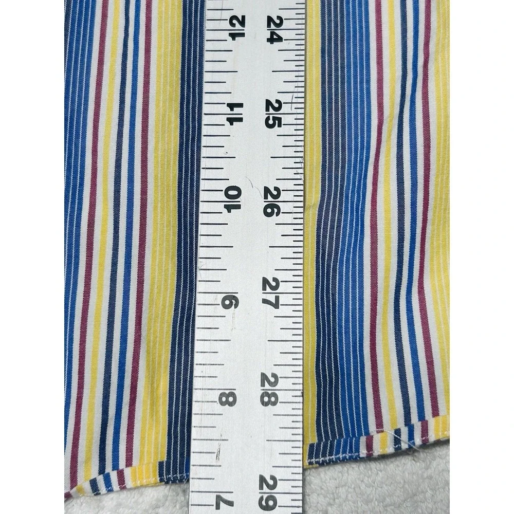 Polo Ralph Lauren Westerton Shirt Men's L Blue Yellow Stripe Two Ply Cotton VTG